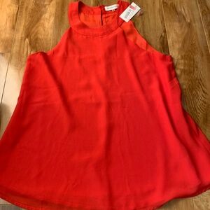 Red high neck blouse